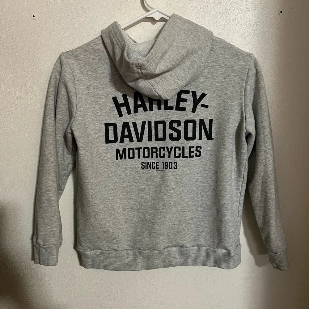 HARLEY-DAVIDSON Classic Fleece Casual Activewear Hoodie‎ Grey Black Boy's 12/14